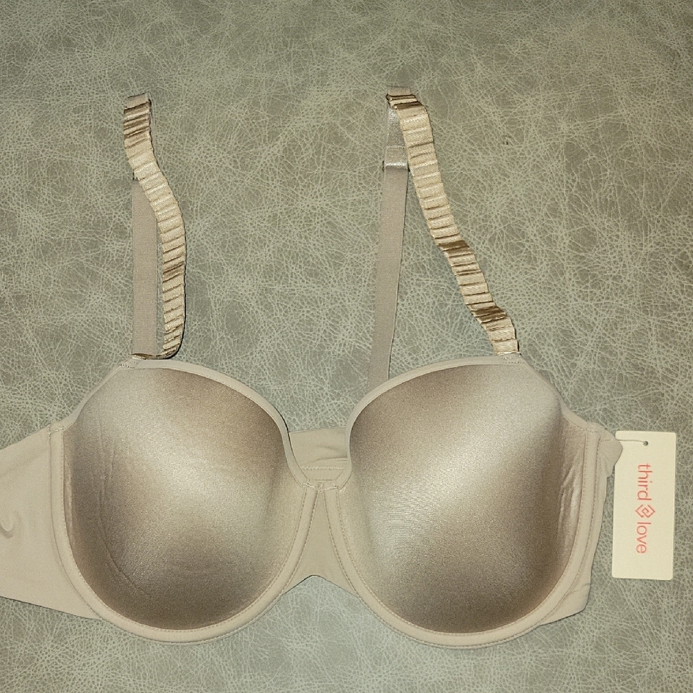 ThirdLove Women's Cream Bra with Textured Straps